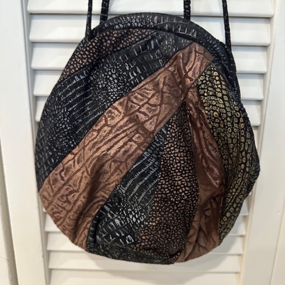 WOMEN'S COPPER/BLACK/ GOLD  CROSSBODY SHOULDER BAG  W/ LARGE OPENING - Picture 1 of 4